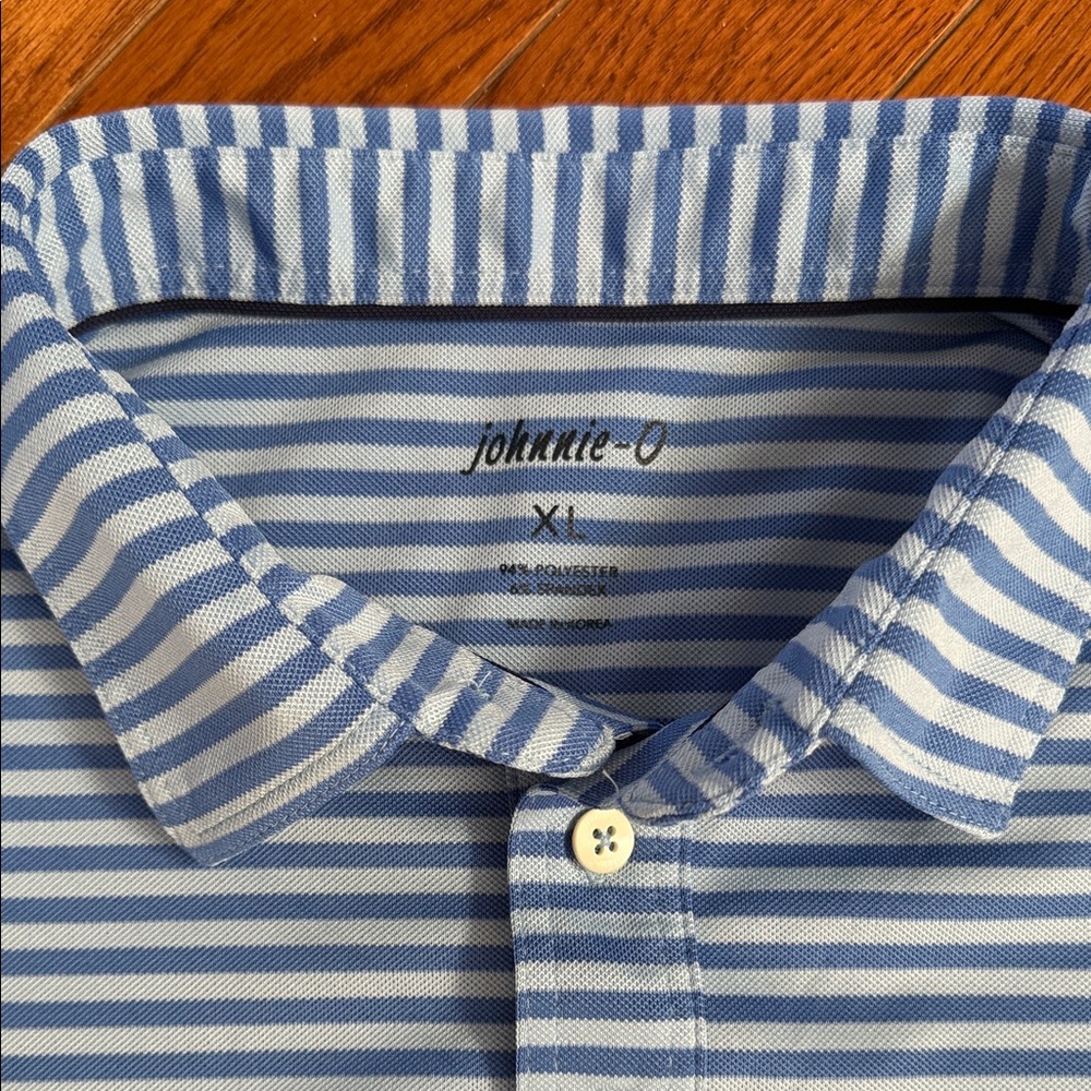 johnnie-O Blue Striped Golf Polo - Picture 2 of 4
